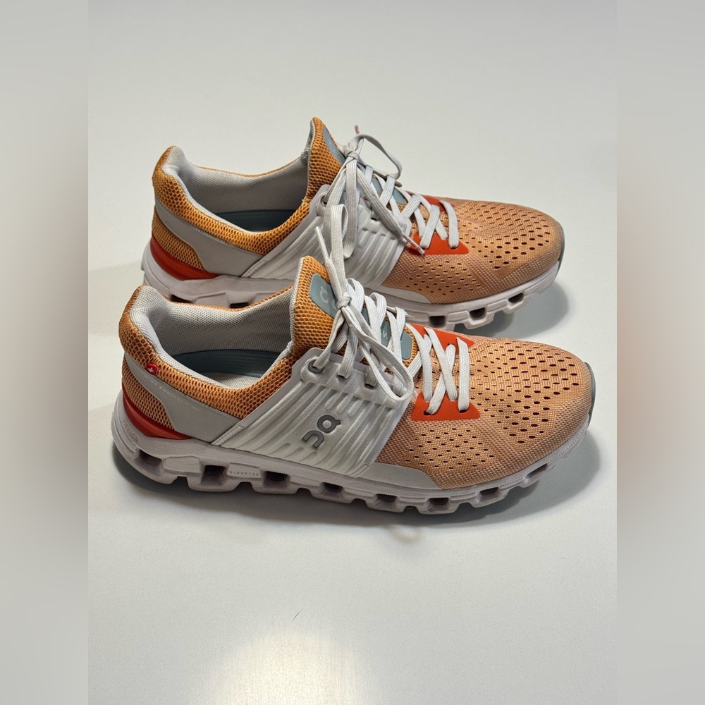 On Cloudswift Shoes Womens Size 8.5 Orange White Helion CloudTec Road Running - Picture 4 of 10